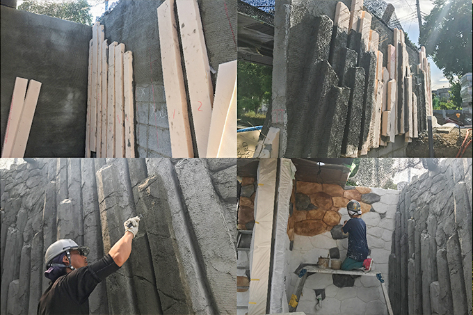 モルタル造形 施工の様子